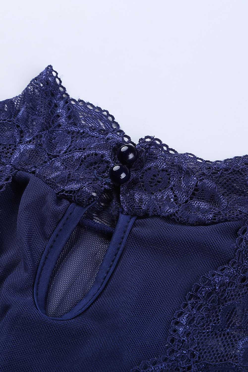 Blue Lace Tulle Teddy Lingerie