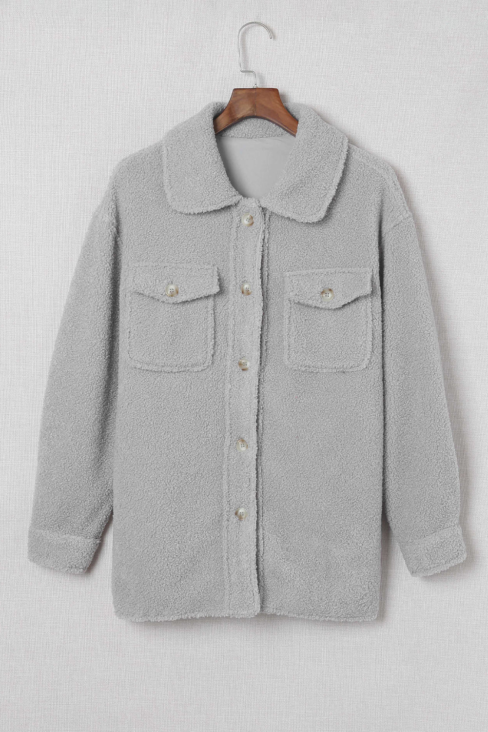 Brown Flap Pockets Button Front Jacket