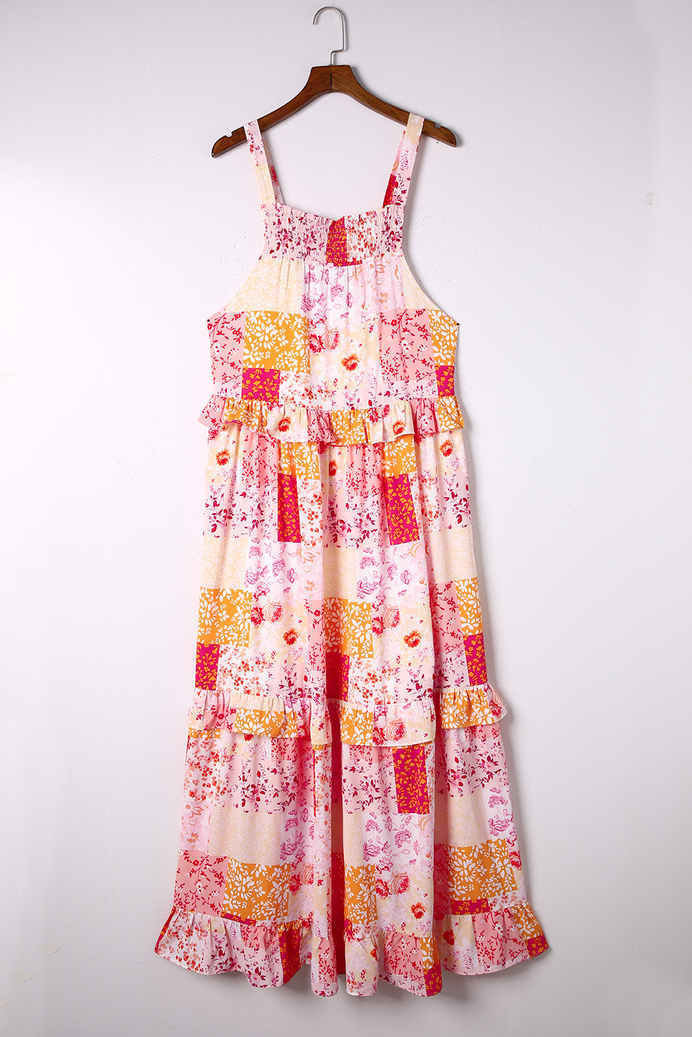 Multicolor Boho Geometric Floral Print Sleeveless Maxi Dress