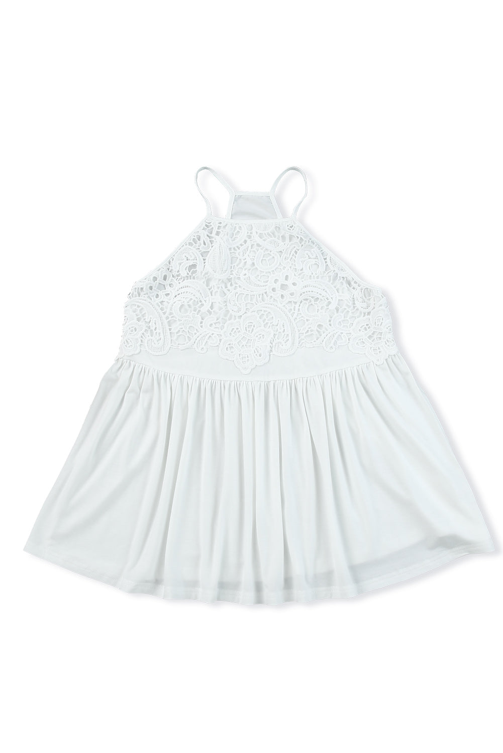 White Lace Splicing Flowy Tank Top