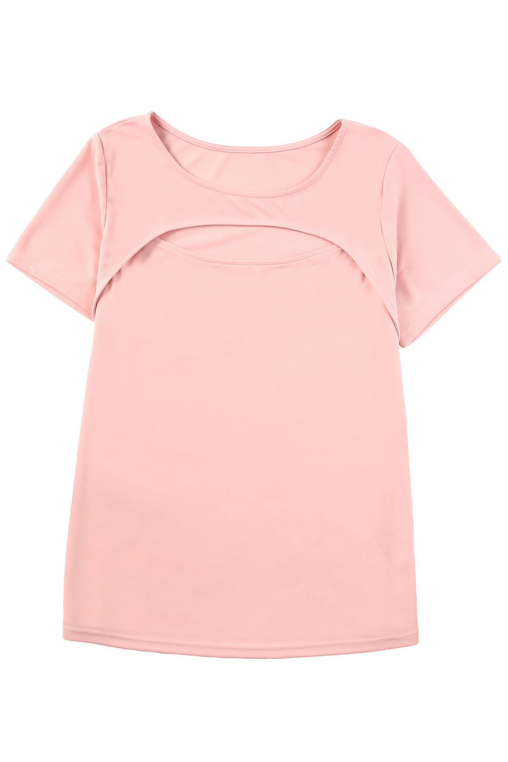 Pink Peekaboo Cutout Front Plus Size T-shirt