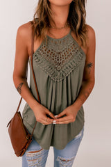 Green Crochet Lace Detail Tank Top