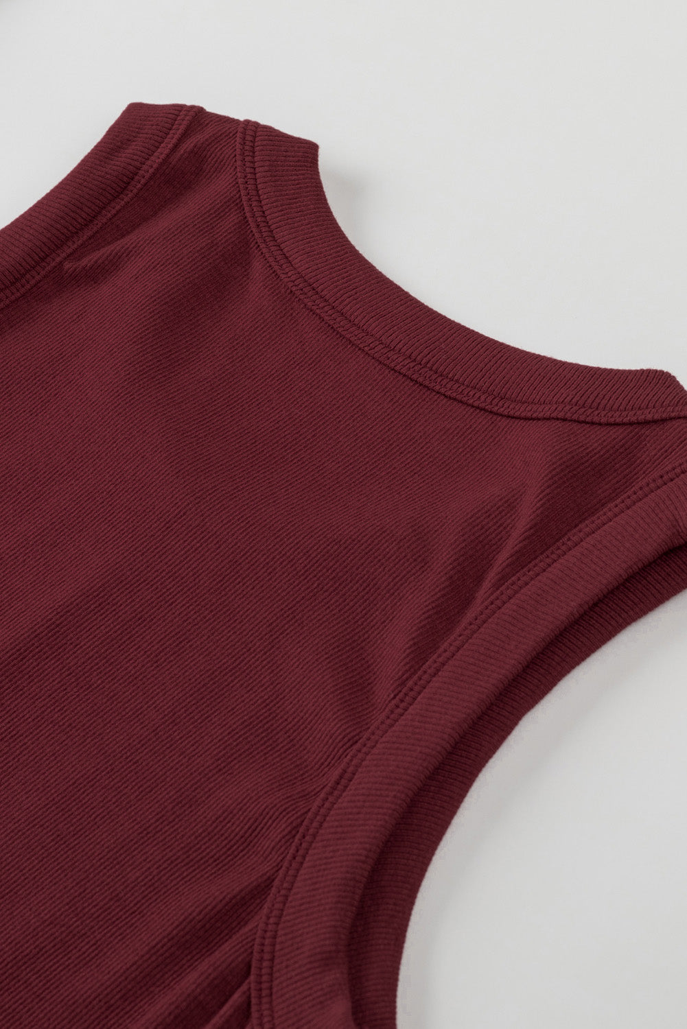 Red Solid Ribbed Knit Slim Fit Tank Top