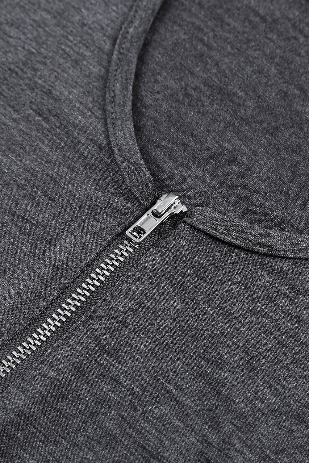 Gray Zip Neck Lace Splicing Tee