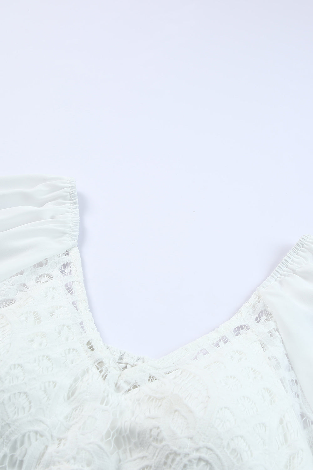 White Puff Sleeves Lace Backless Crop Top