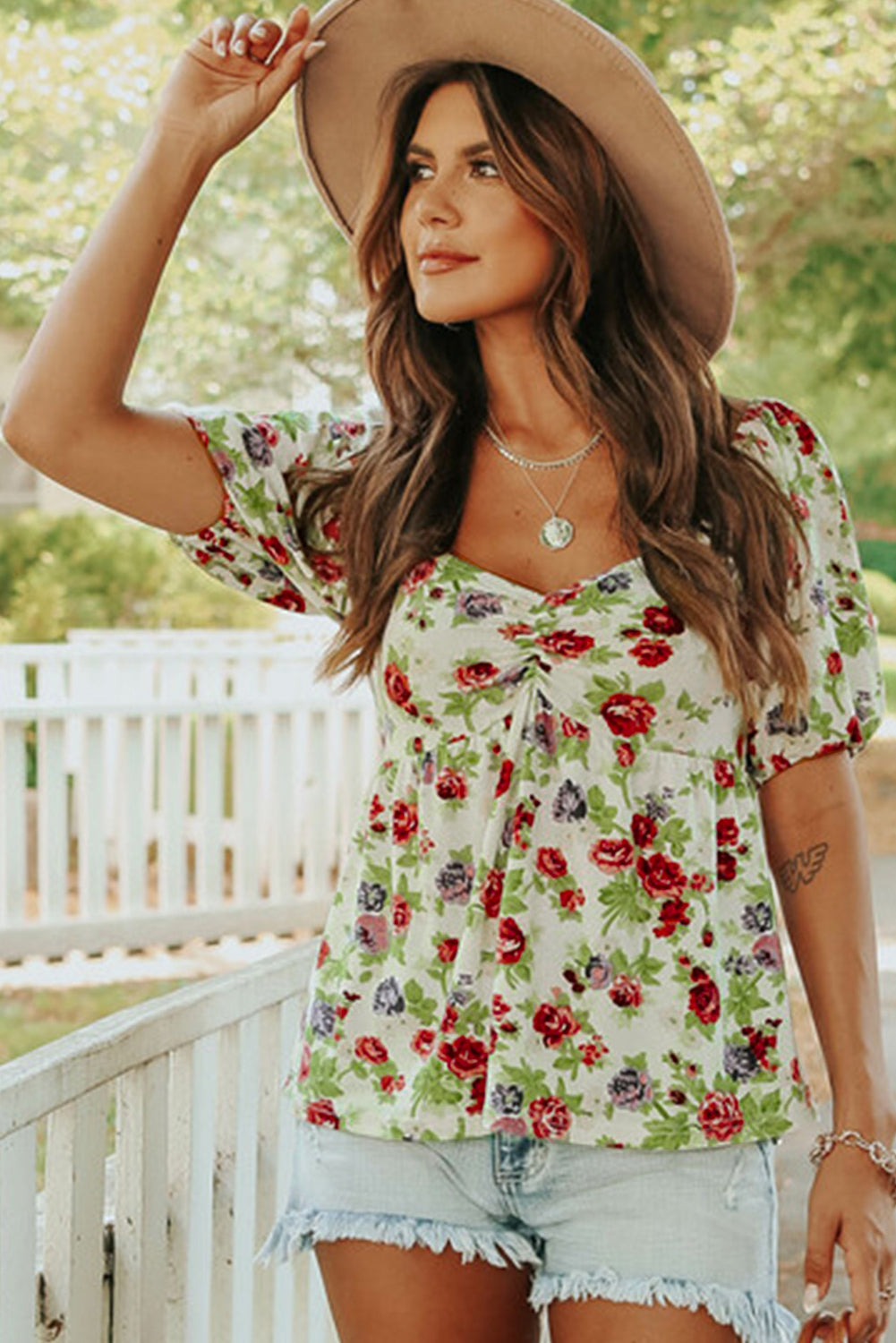 Elegant Princess Sweetheart Floral Top