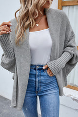 Gray Dolman Sleeve Open Front Cardigan