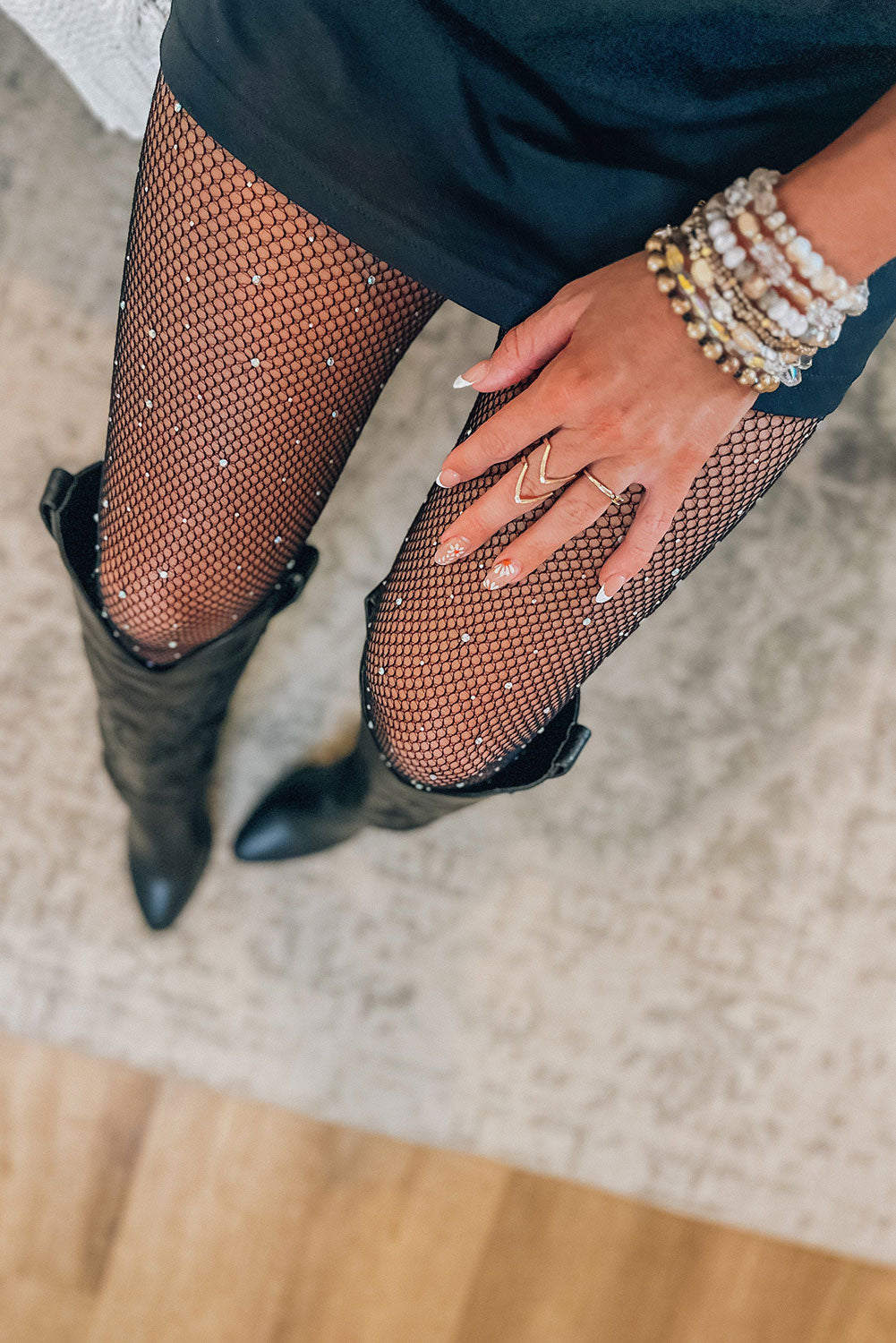 Bright White Sexy Rhinestone Fishnet Pantyhose