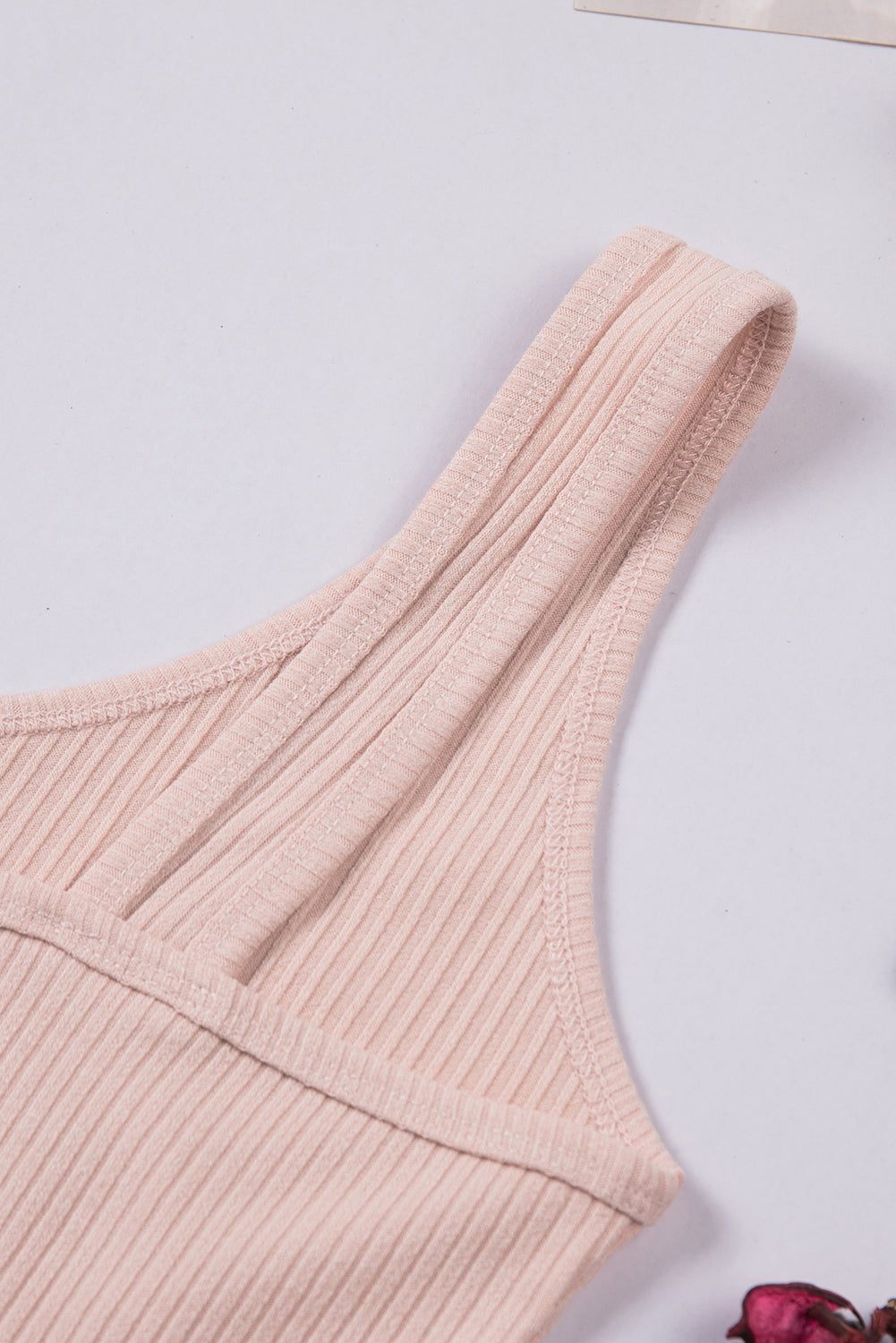 Pink Seamless Ribbed V Neck Sleeveless Crop Top