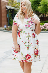 Multicolor Plus Size Floral Print Midi T-shirt Dress