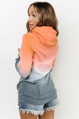 Multicolor Gradient Thumbhole Sleeve Pocketed Zipper Hoodie