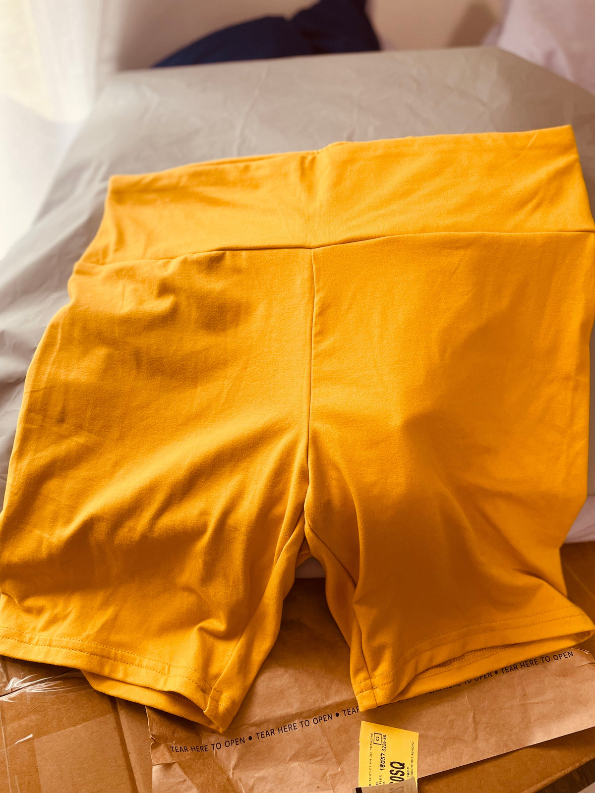 Women mustard shorts