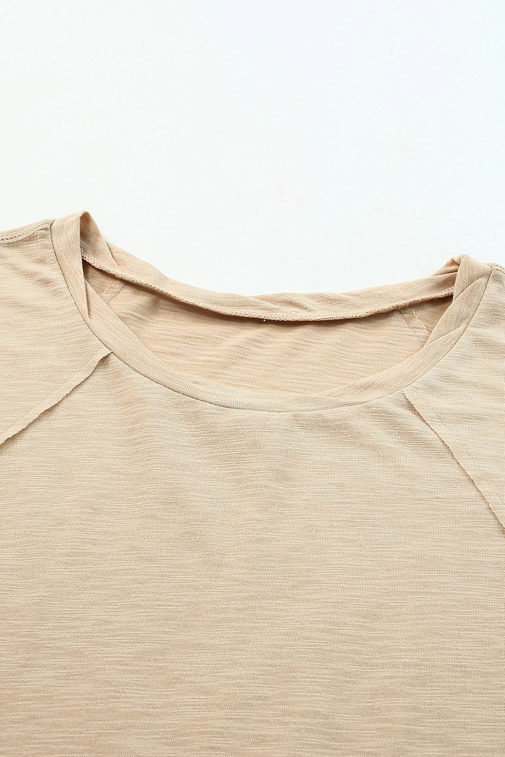 Apricot Solid Patched Side Slit T Shirt