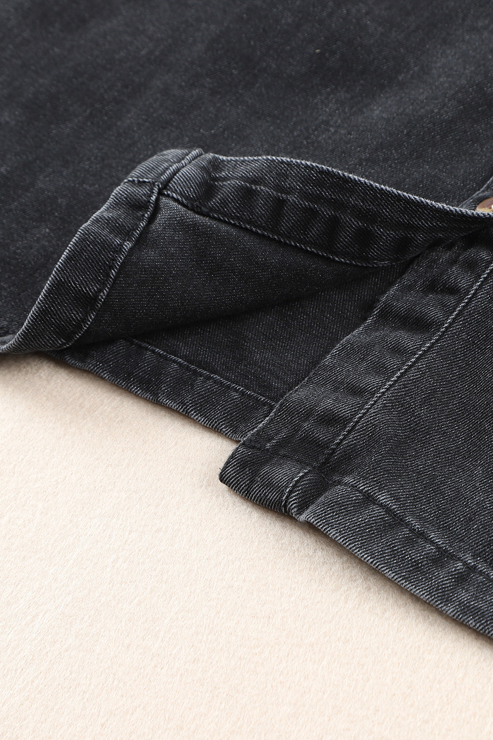 Black Ruffled Cap Sleeves Button Up Denim Dress