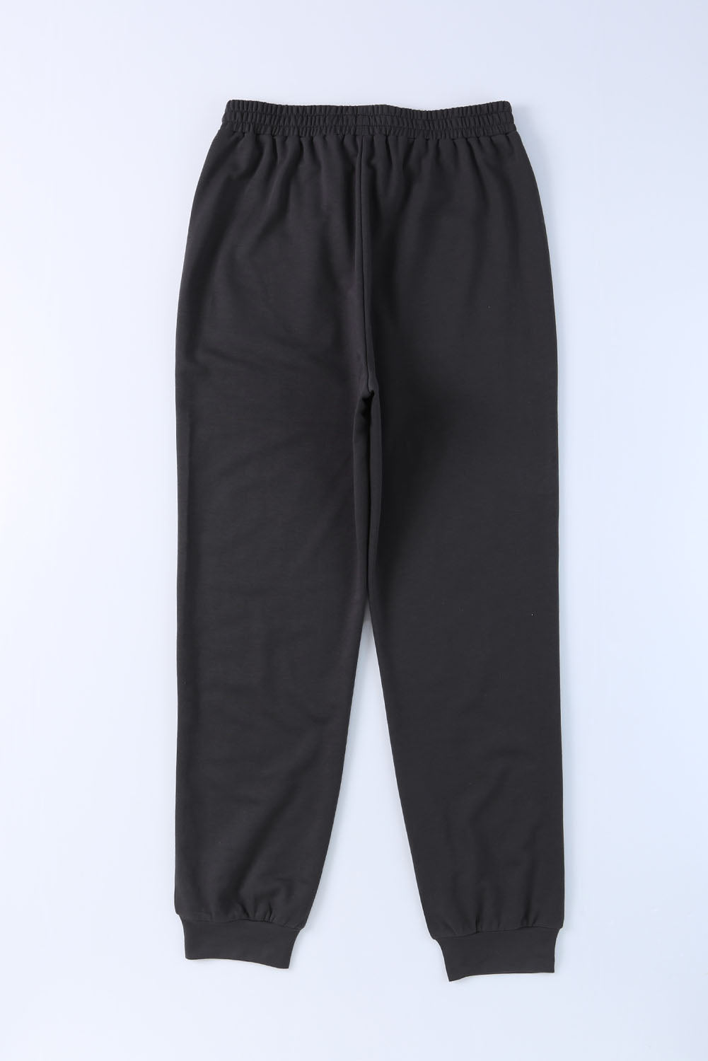 Black Drawstring Waist Front Patch Pockets Jogger Pants