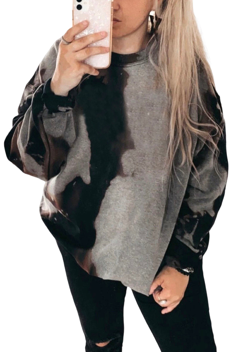 Multicolor Tie-Dye Round Neck Pullover Sweatshirt