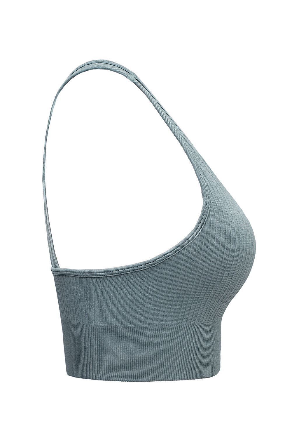 Khaki Ribbed Hollow-out Racerback Yoga Camisole