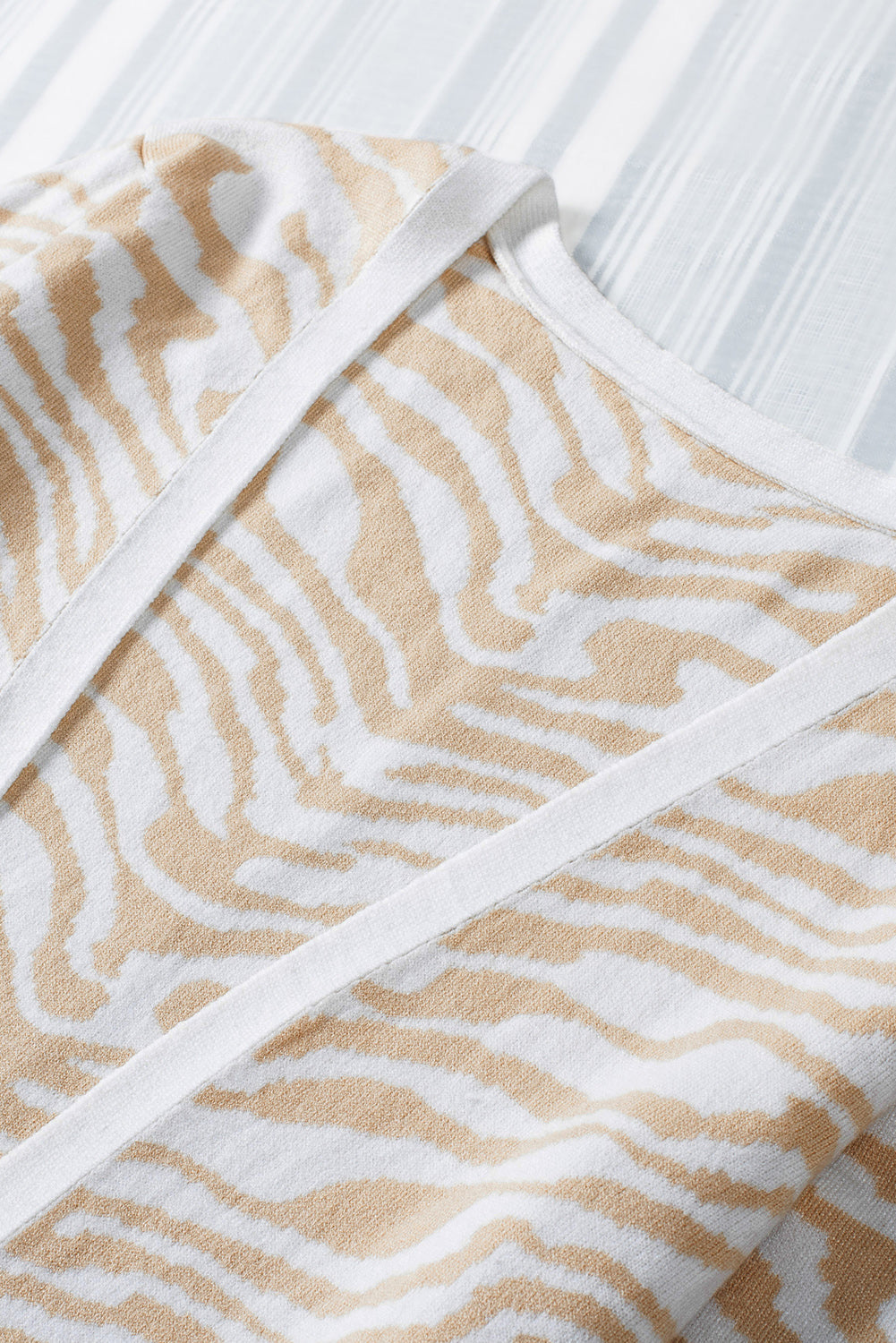 Apricot Zebra Print Open Front Long Cardigan