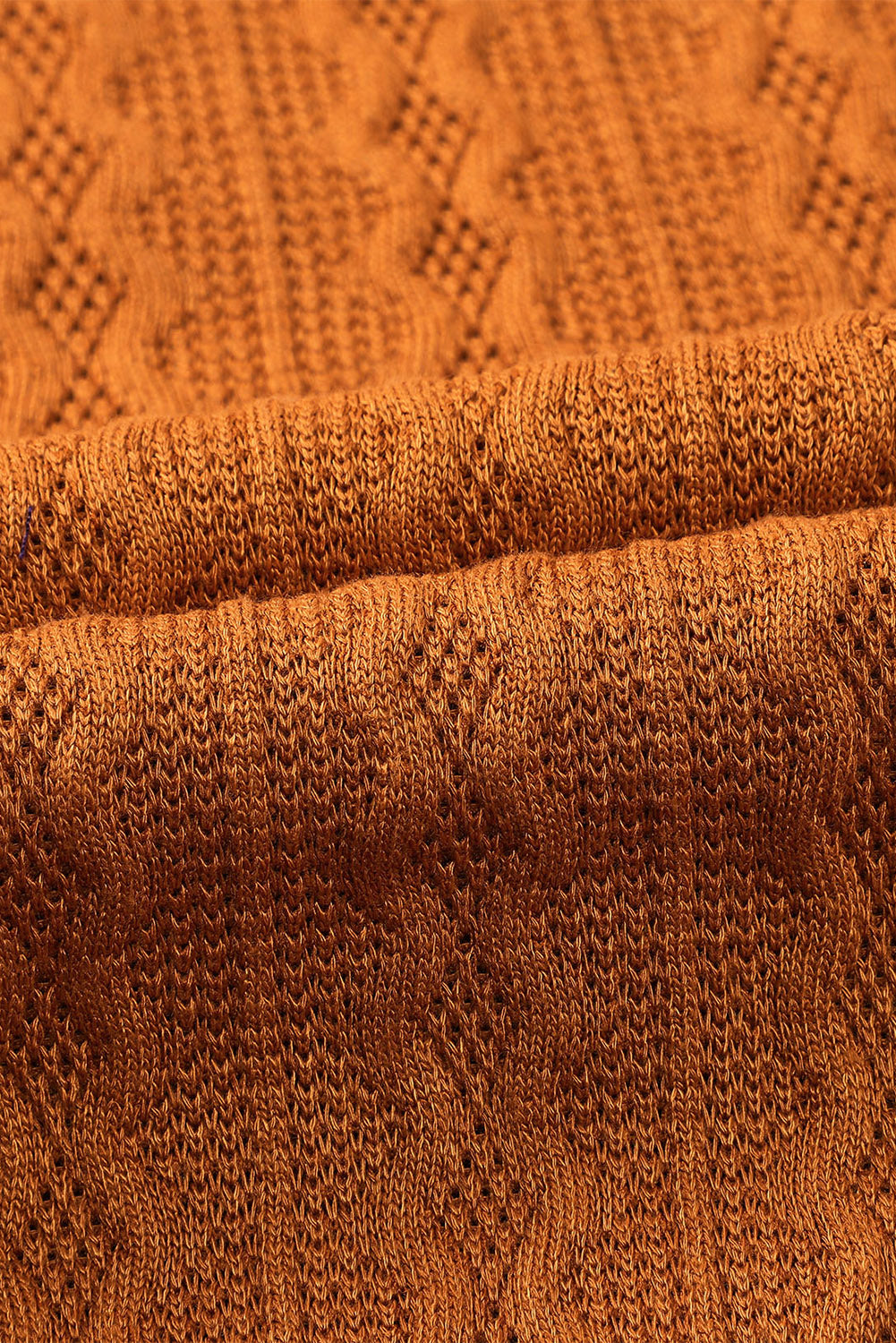 Brown Button Front Pocketed Cable Knit Cardigan