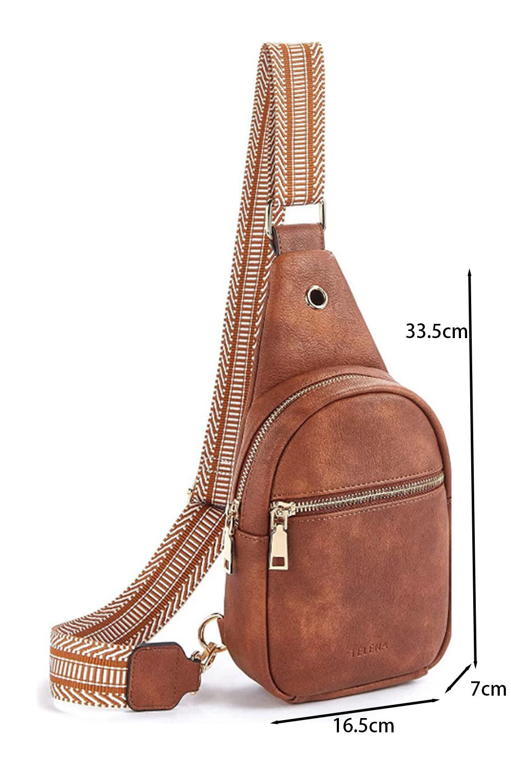 Brown Crossbody PU Leather Sling Bag