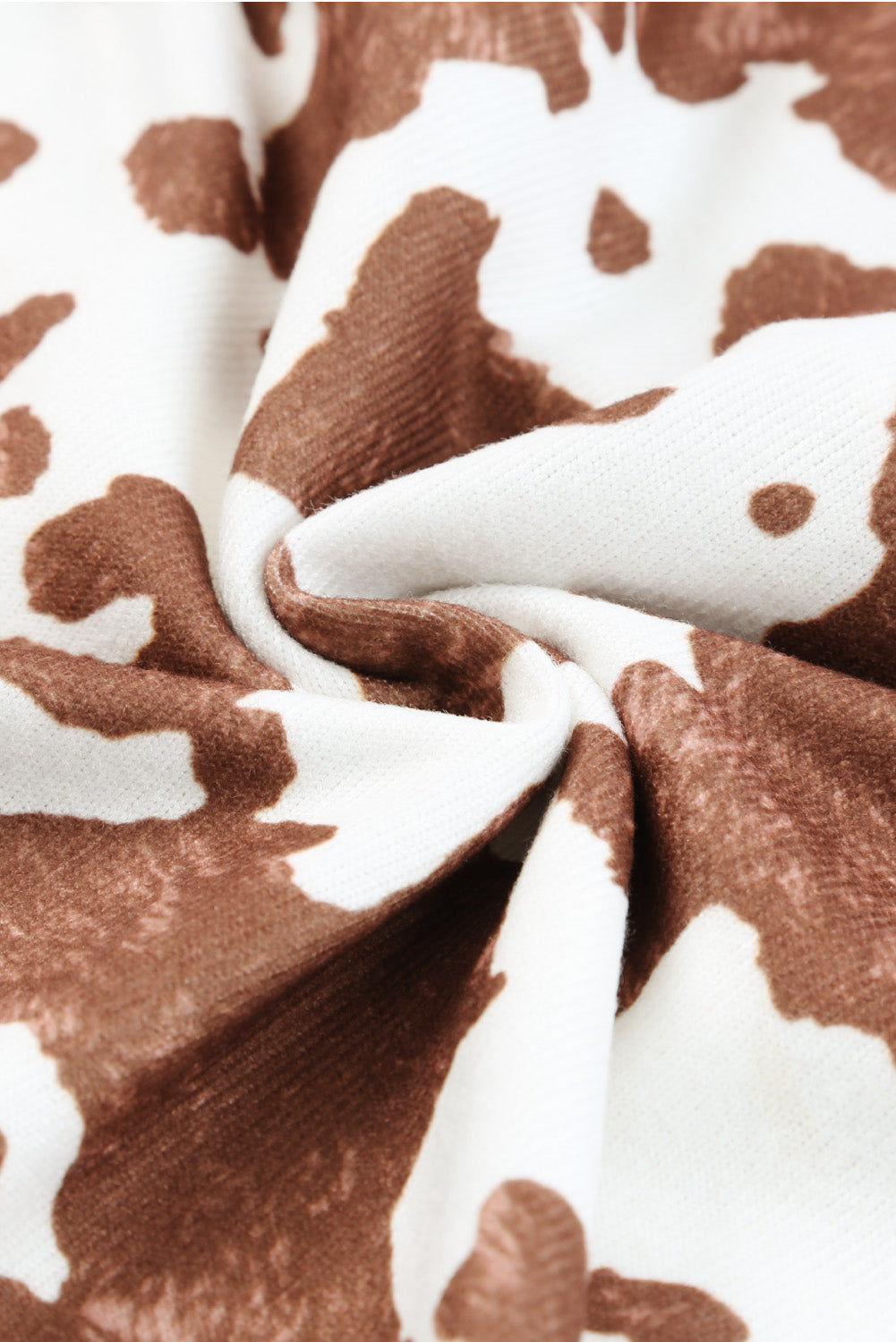 White Cow Print Deep V Neck Long Sleeve Bodysuit