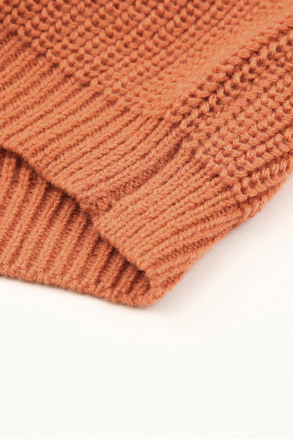 Brown Ribbed Knit Off Shoulder Sweater