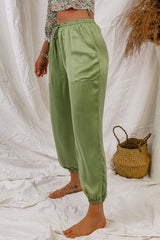 Green Drawstring Pocketed Casual Joggers