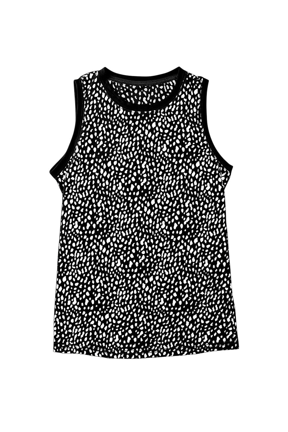 Pink Leopard Print Round Neck Tank Top