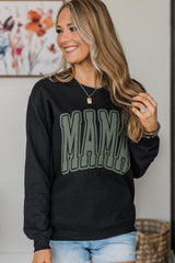 Black Mama Varsity Crew Neck Sweatshirt