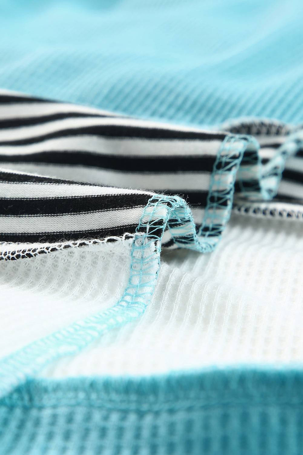 Sky Blue Loose Fit Stripe Colorblock Cardigan