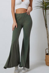 Green High Waist Fit and Flare Pants