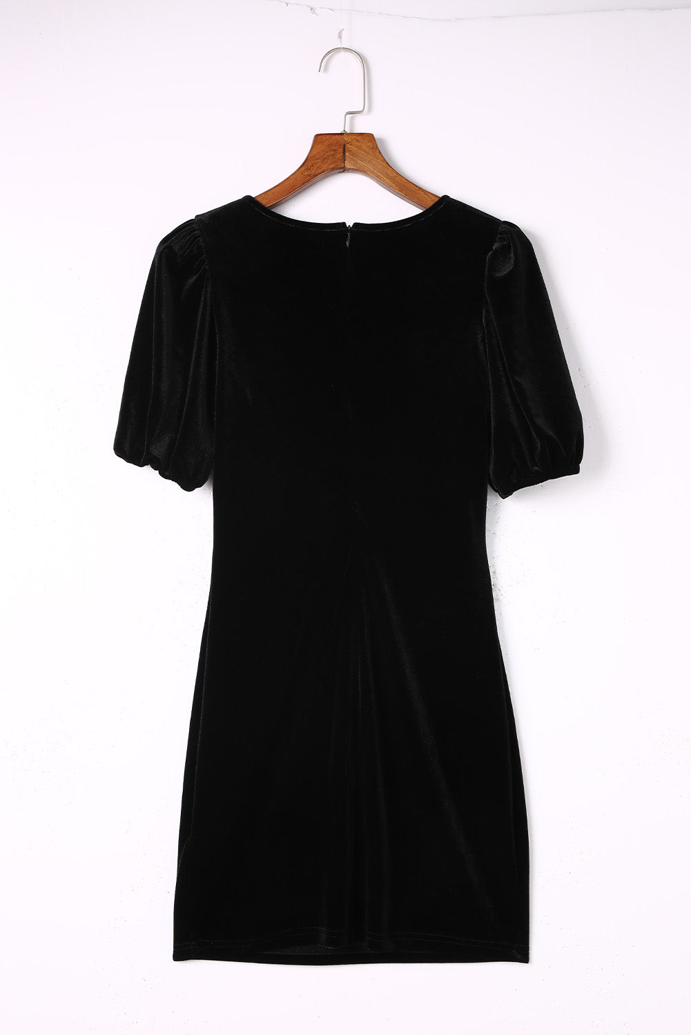 Black Round Neck Bubble Short Sleeve Dress