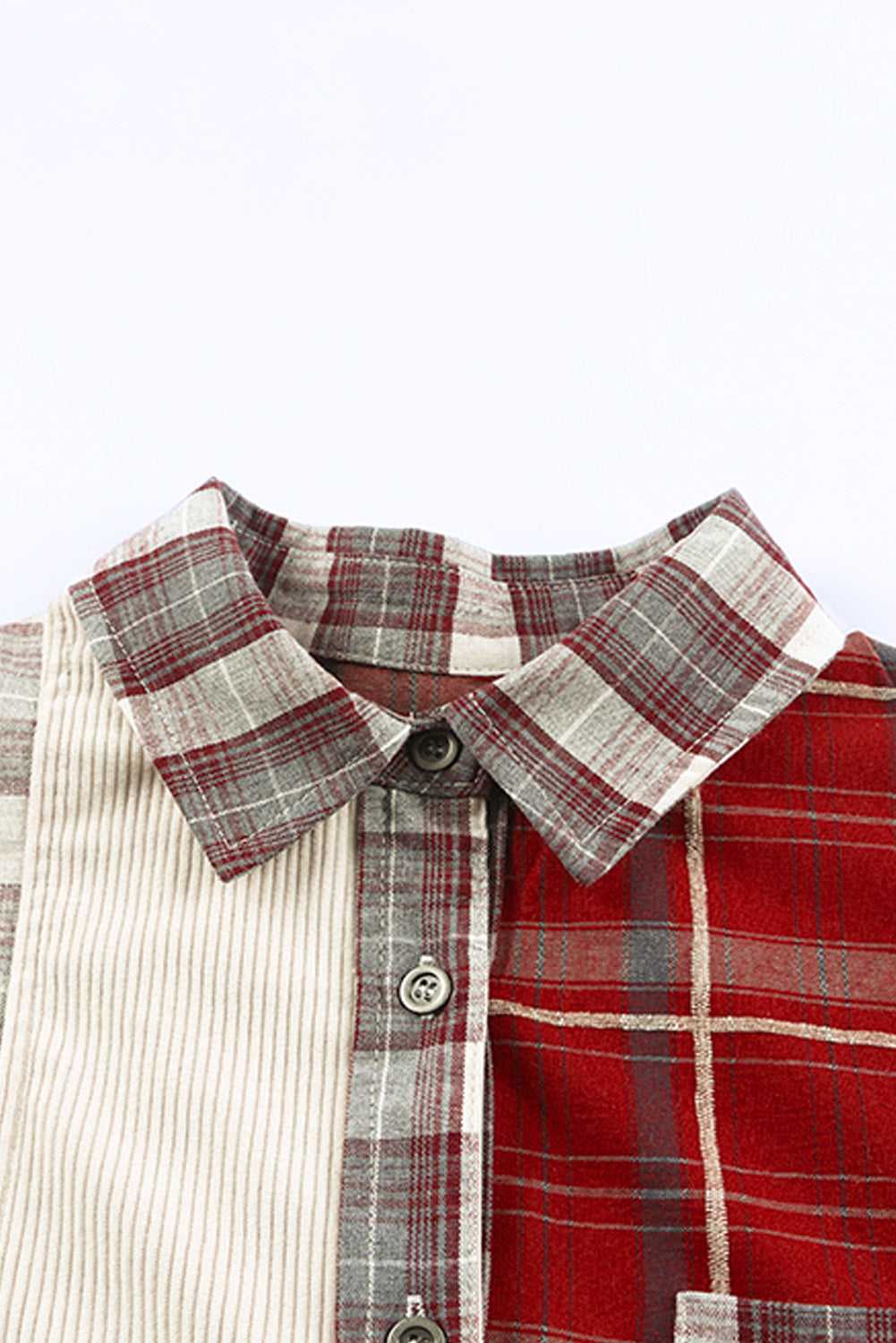 Plaid Corduroy Patchwork Shacket