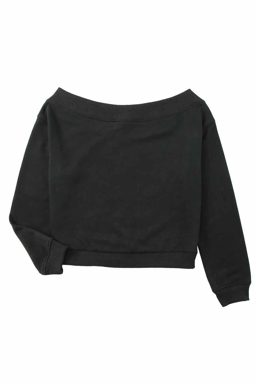 Black Off The Shoulder Mineral Wash Pullover