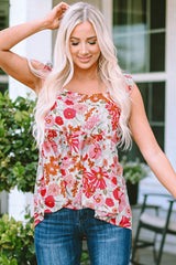 Multicolor Flutter Floral Print Flowy Tank Top