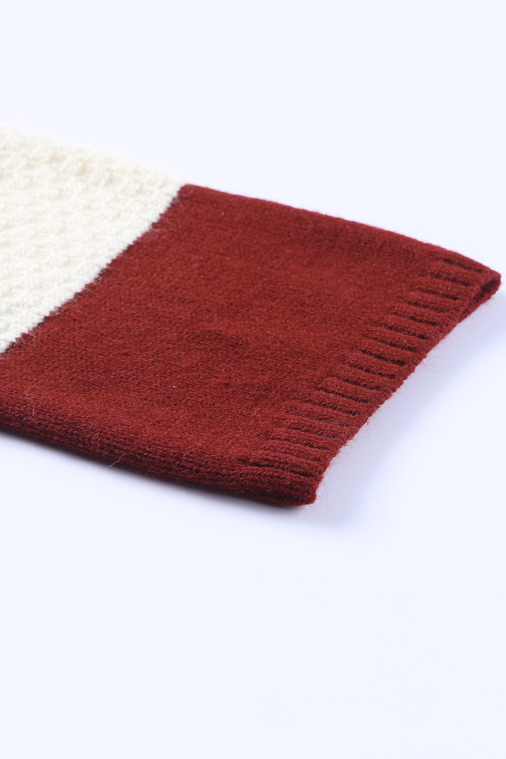Red Chunky Block Pattern Knit Open Front Cardigan
