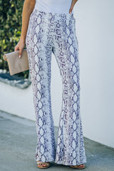 Snakeskin Print Wide Legs Pants