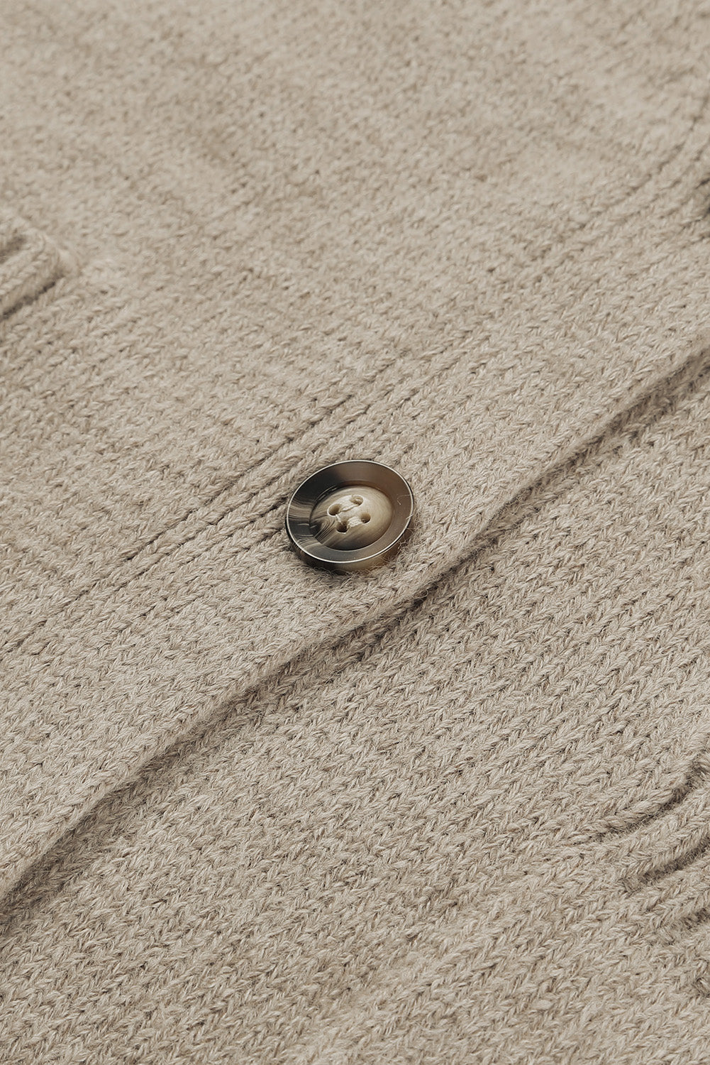 Khaki Drop Shoulder Button Front V Neck Cardigan with Pockets