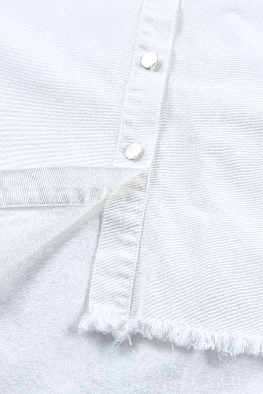 White Sequin Pockets BF Distressed Shacket