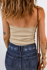 Beige Twist Bandeau Ribbed Knit Vest