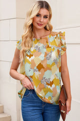 Yellow  Abstract Printed Flutter Tank