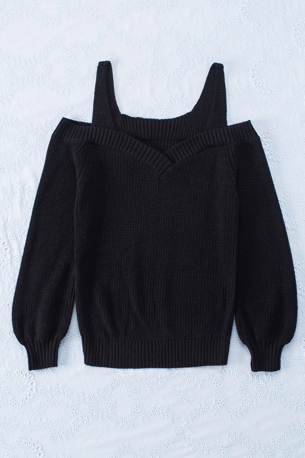White Dew Shoulder Knitted Sweater