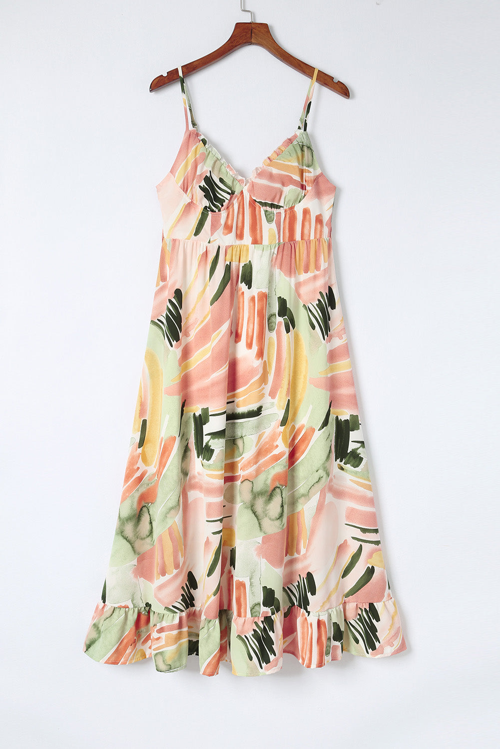 Multicolor Spaghetti Straps Graffti Print Long Dress