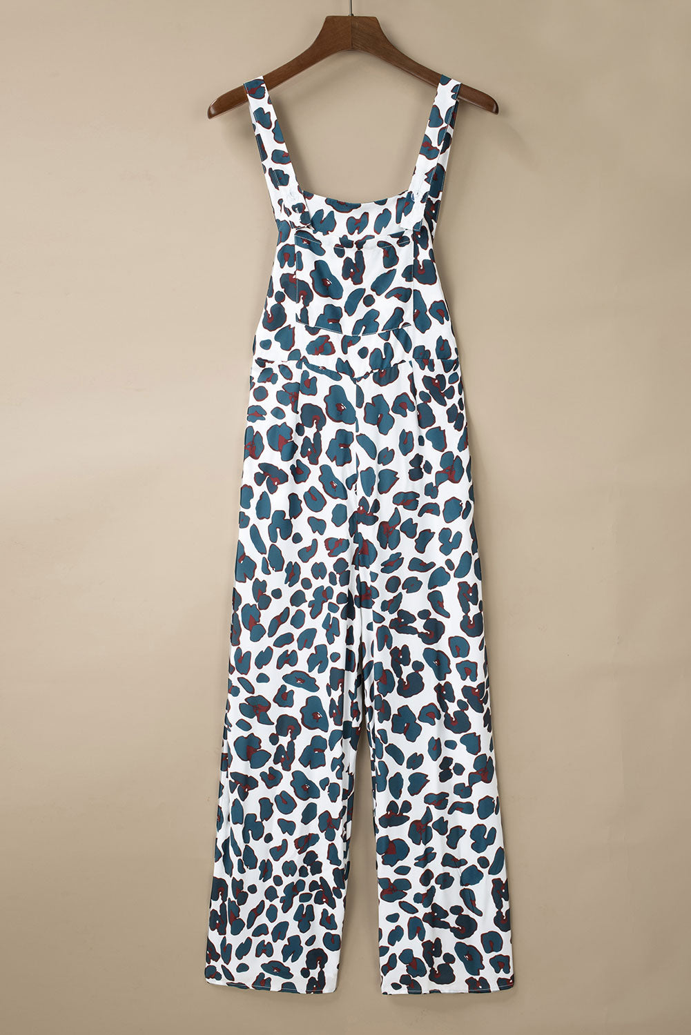 White Wide Leg Leopard Print Jumpsuit Overalls