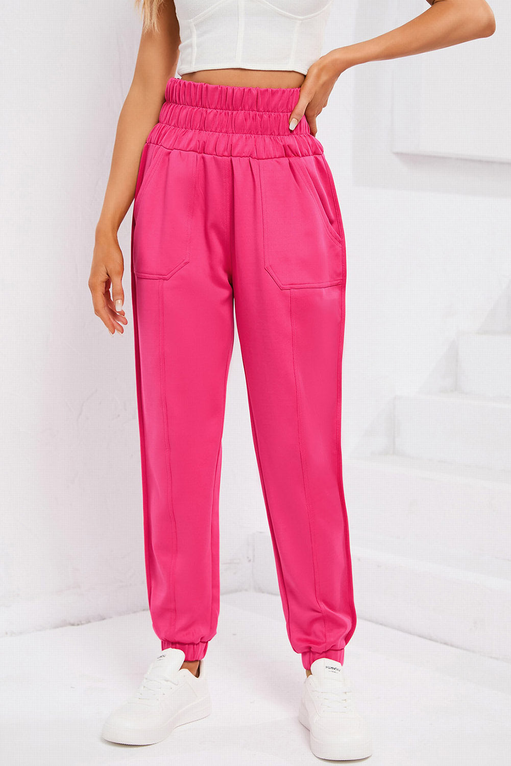 Rose Smocked Waist Jogger Pants