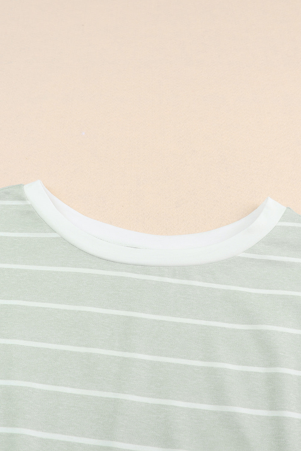 Green Stripe Short Sleeve Round Neck T-Shirt