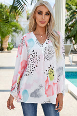 Multicolor Paint Palette Leopard Print Loose Top