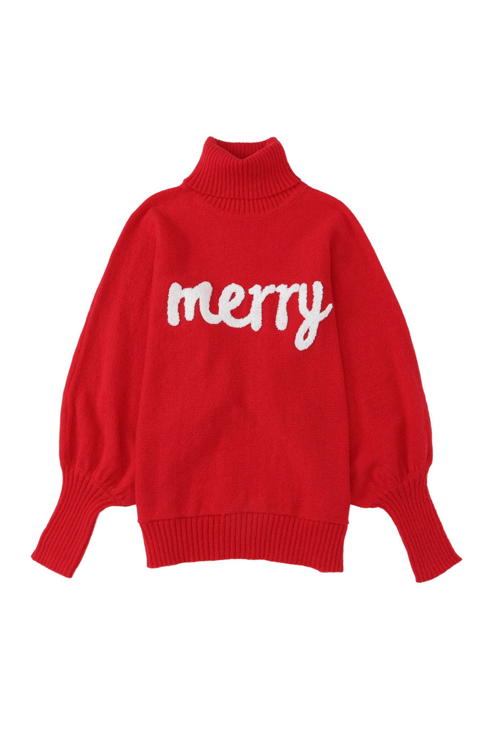Rose Merry Letter Embroidered High Neck Sweater