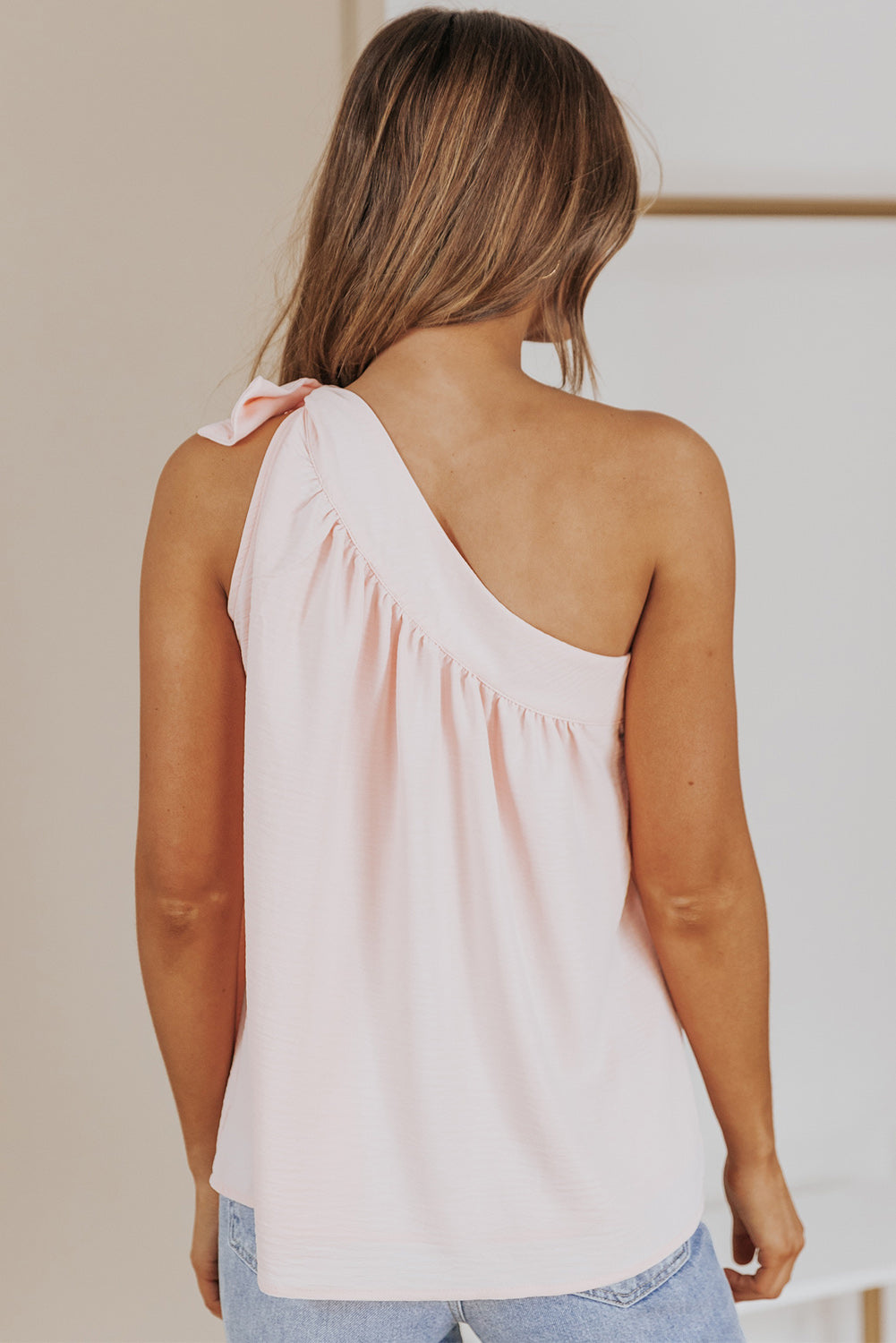 Black Asymmetric Tie On Shoulder Sleeveless Top