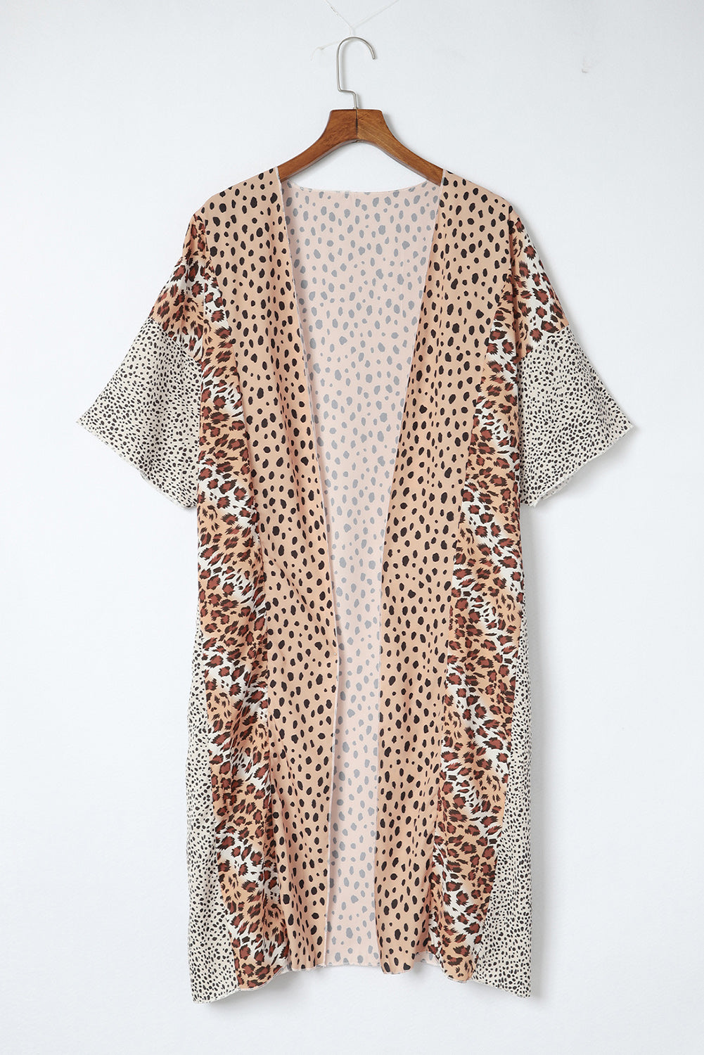 Plus Size Leopard Color Block Flowy Kimono